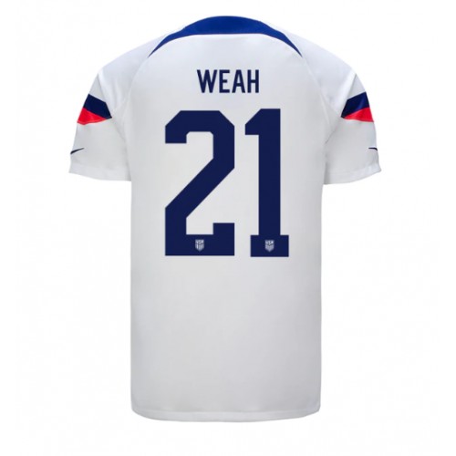 Moški Nogometni dresi Združene države Timothy Weah #21 Domači SP 2022 Kratek Rokav